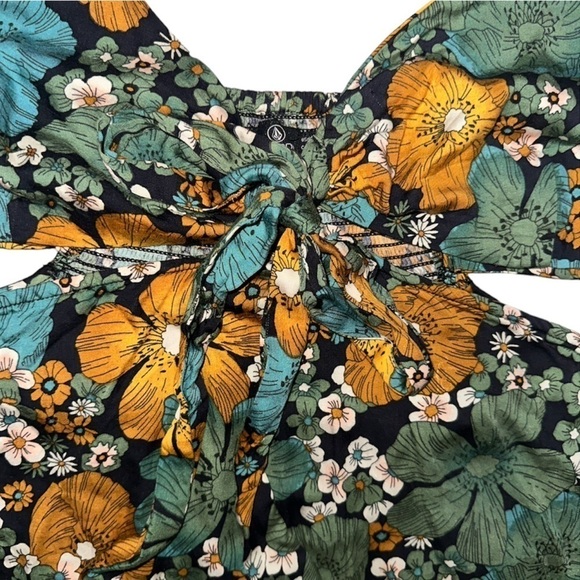 Volcom Luvely Daze 100% Modal Side Cutout Tie Front Sexy Boho Mini Dress Sz L - Picture 7 of 13